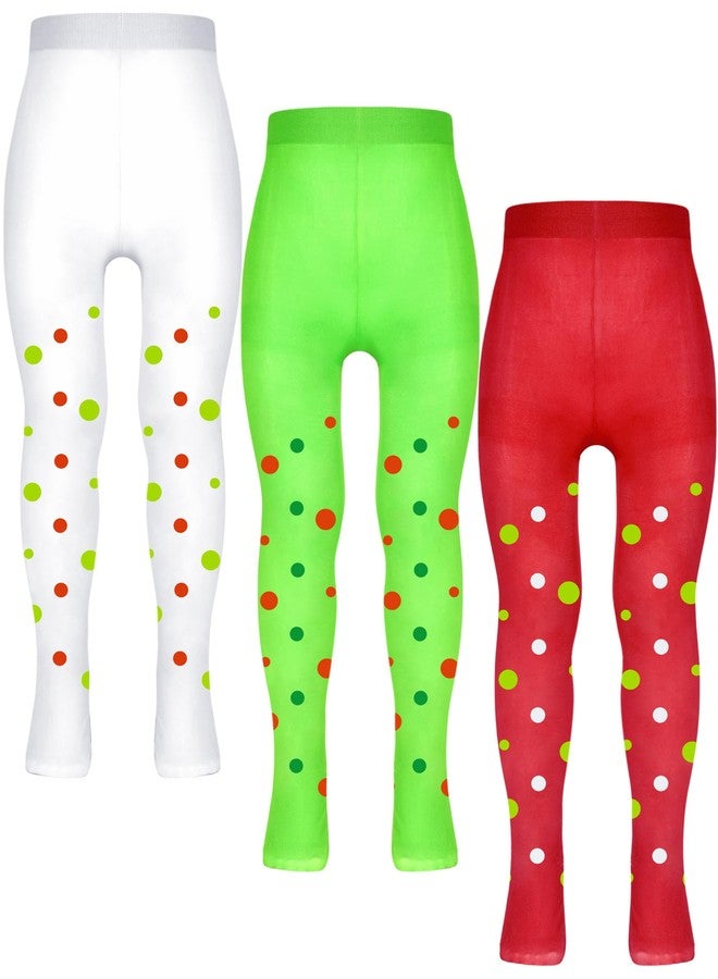 Fourluoo 3 Pairs Kids Christmas Pantyhose Tights Soft Seamless Non Slip Stockings Toddler Tights for Xmas Cosplay Costume 5-10 Years - Image 1